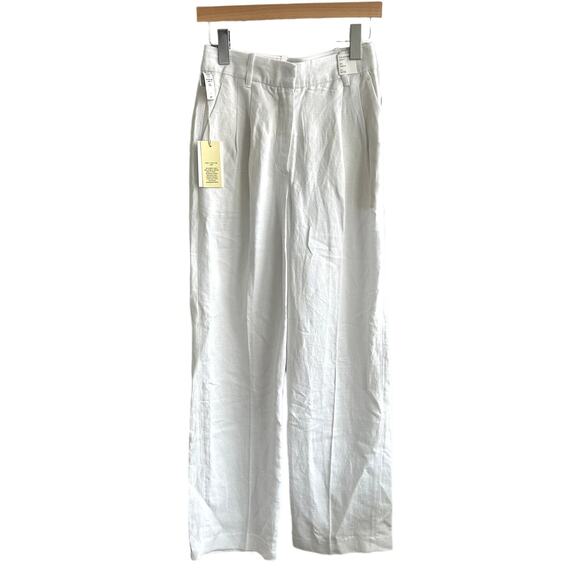 Aritzia Wilfred The Effortless Linen High Waisted Wide Leg Pant White New - Picture 2 of 6